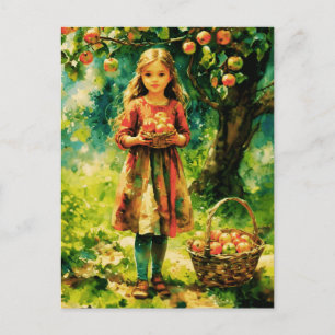 Young Girl in a Apple Orchard Vykort