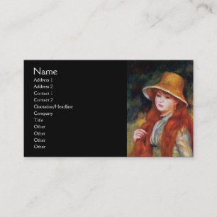 Young Girl in a Straw Hat by Renoir Visitkort