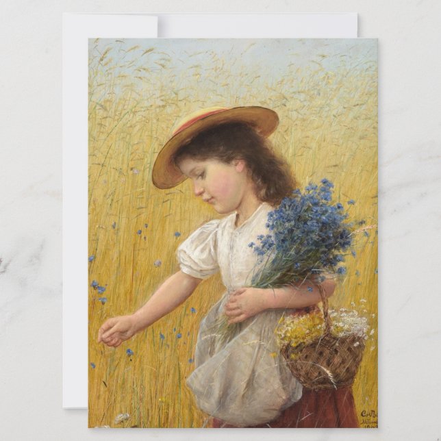 Young Girl in a Wheat Fält Kort (Framsida)