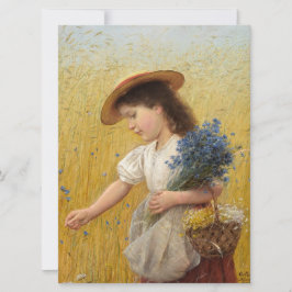 Young Girl in a Wheat Fält Kort