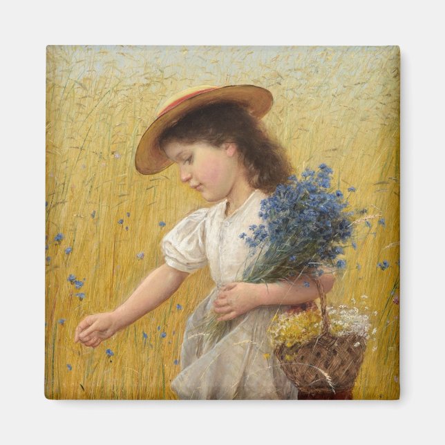 Young Girl in a Wheat Fält Magnet (Framsidan)