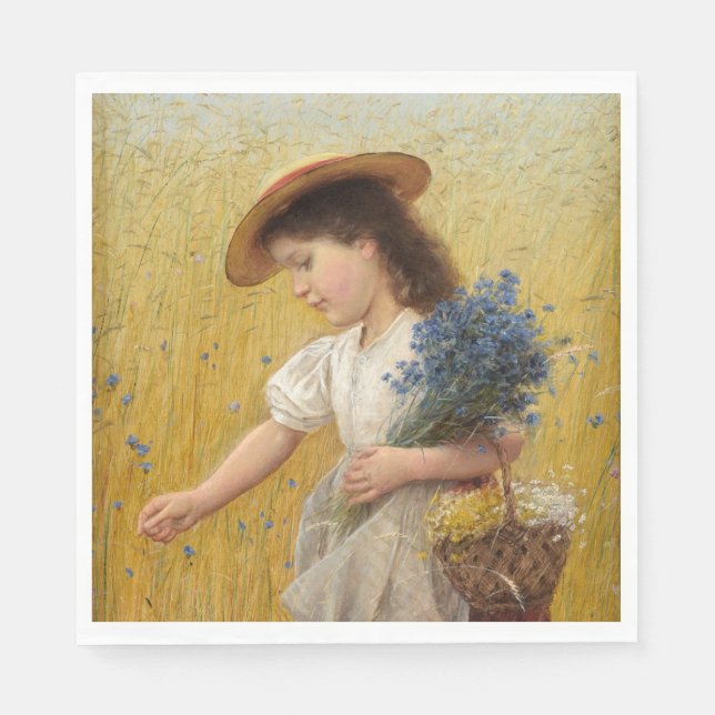 Young Girl in a Wheat Fält Pappersservett (Framsidan)