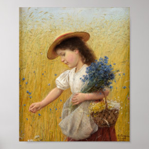 Young Girl in a Wheat Fält Poster