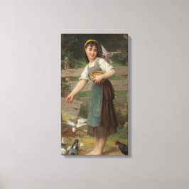 Young Girl Matar Doves (av Émile Munier) Canvastryck