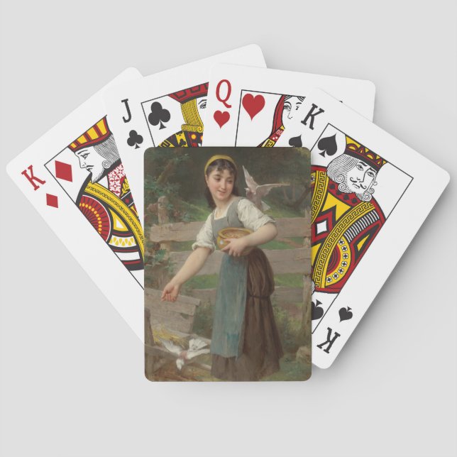Young Girl Matar Doves (av Émile Munier) Casinokort (Baksidan)