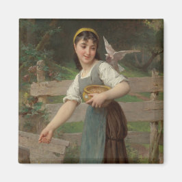 Young Girl Matar Doves (av Émile Munier) Magnet