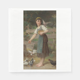 Young Girl Matar Doves (av Émile Munier) Pappersservett