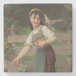 Young Girl Matar Doves (av Émile Munier) Stenunderlägg