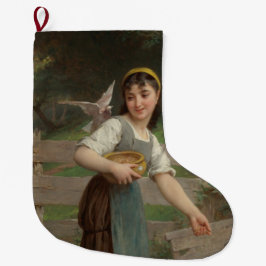 Young Girl Matar Doves (av Émile Munier) Stor Julstrumpa