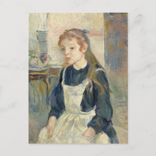 Young Girl med Apron | Berthe Morisot Vykort (Framsida)