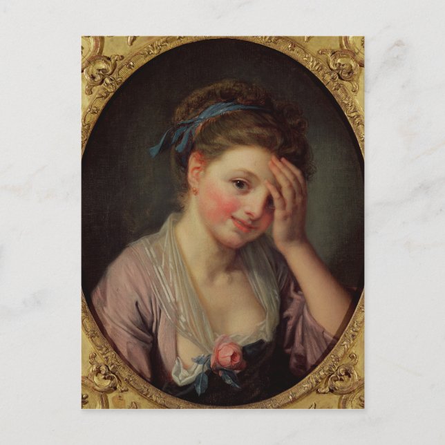 Young Girl med Ro Vykort (Framsida)