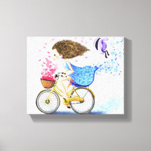 Young Girl on a Bike Kanvastryck Kärlek - Painting