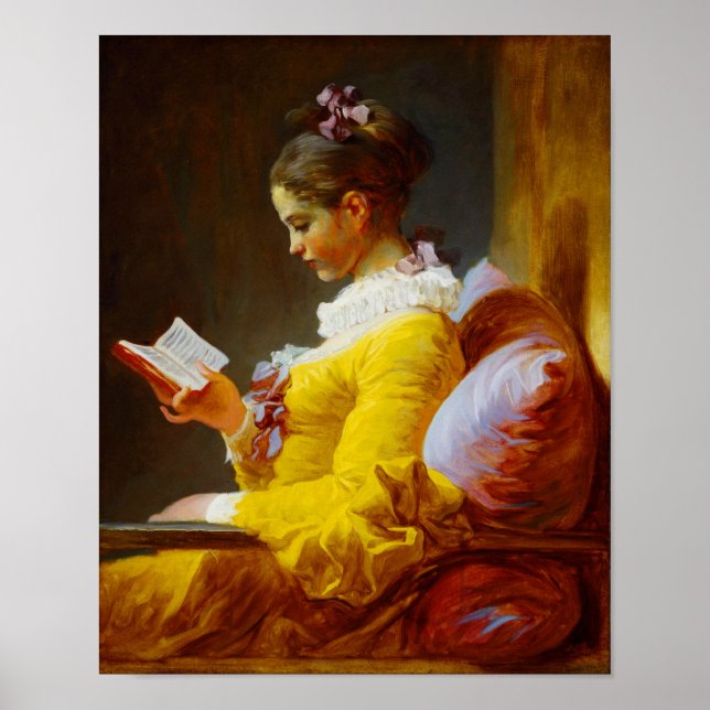 Young Girl Reading - 1800-talets målning Poster (Framsidan)