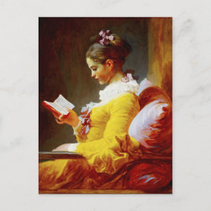 Young Girl Reading - 1800-talets målning Vykort