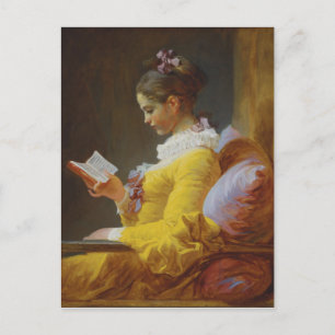 Young Girl Reading - Jean-Honoré Fragonard Vykort