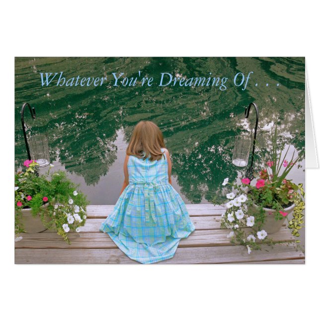 "Young Girl Sitta On Dock, Daydreaming" Hälsningskort (Framsidan Horizontal)