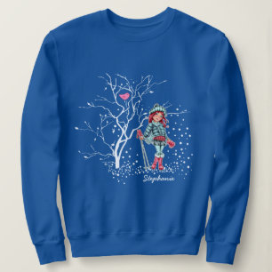 Young Girl Skier Julgåva med eget namn Tee Shirt
