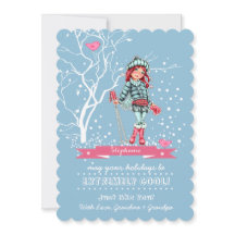 Young Girl Skier | Julkort med eget namn