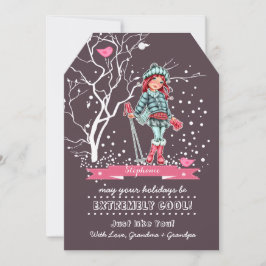 Young Girl Skier | Julkort med eget namn