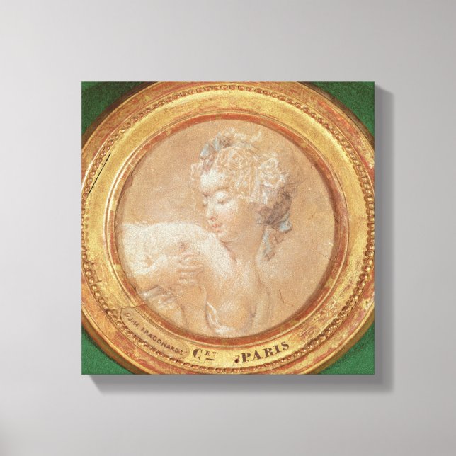 Young Girl Squeezing her Breast Canvastryck (Framsida)