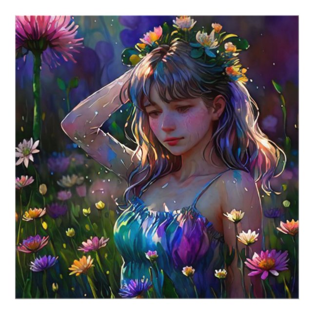 *~ Young Girl Vild Flower Fält AP56 Art. Fototryck (Framsidan)