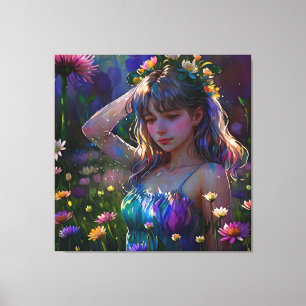 *~ Young Girl Vild Flower Fält AP56 Canvastryck