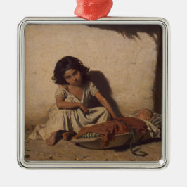 Young Girl with a Baby (Poor Street Children) Julgransprydnad Metall