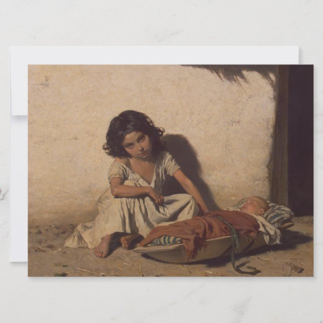 Young Girl with a Baby (Poor Street Children) Kort (Framsida)