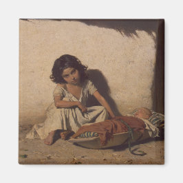 Young Girl with a Baby (Poor Street Children) Magnet
