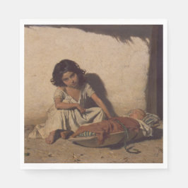 Young Girl with a Baby (Poor Street Children) Pappersservett