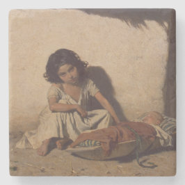 Young Girl with a Baby (Poor Street Children) Stenunderlägg