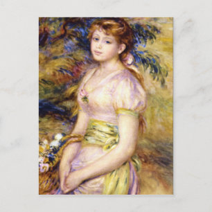 Young Girl with a Basket of Flowers by Renoir Vykort