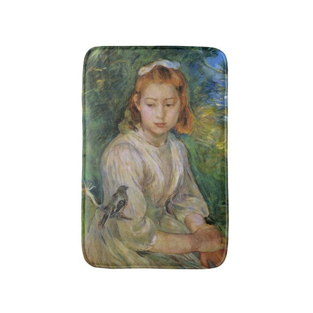 Young Girl with a Bird (av Berthe Morisot) Badrumsmatta (Framsidan (Vertikal))