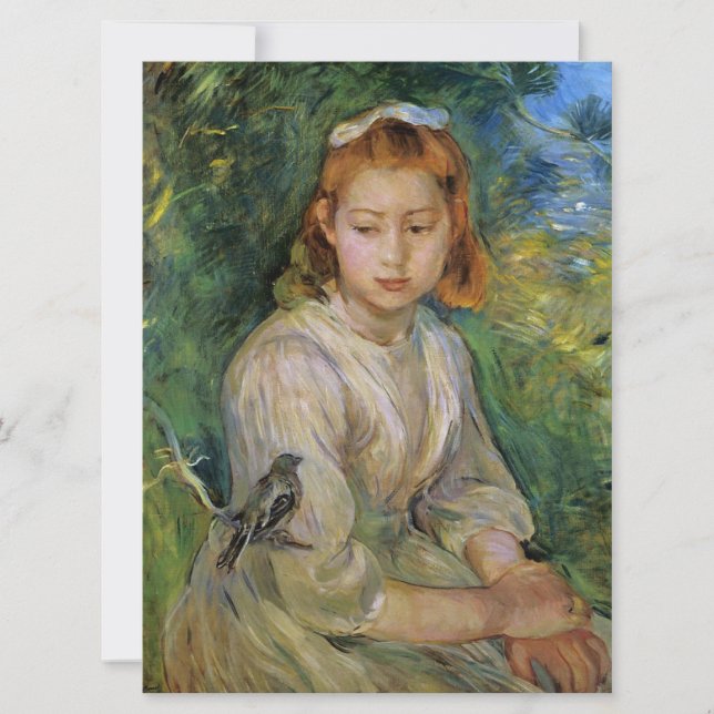 Young Girl with a Bird (av Berthe Morisot) Kort (Framsida)