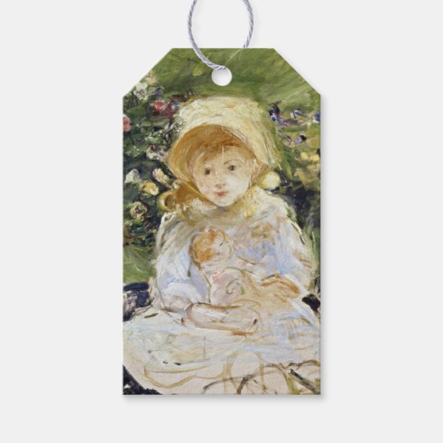 Young Girl with a Doll (av Berthe Morisot) Presentetikett (Framsidan)