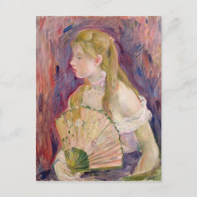 Young Girl with a Fläkt, 1893 Vykort (Framsida)