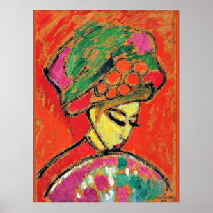 Young Girl with a Flowered Hat by Alexi Jawlensky  Poster