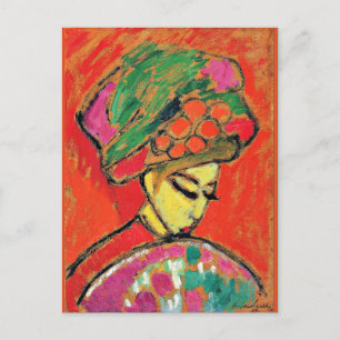 Young Girl with a Flowered Hat by Alexi Jawlensky  Vykort
