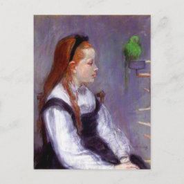 Young Girl with a Parrot, Berthe Morisot Vykort