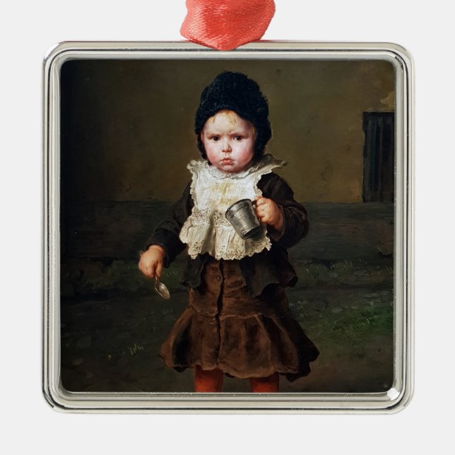 Young Girl with an Empty Kopp (Ludwig Knaus) Julgransprydnad Metall (Framsidan)