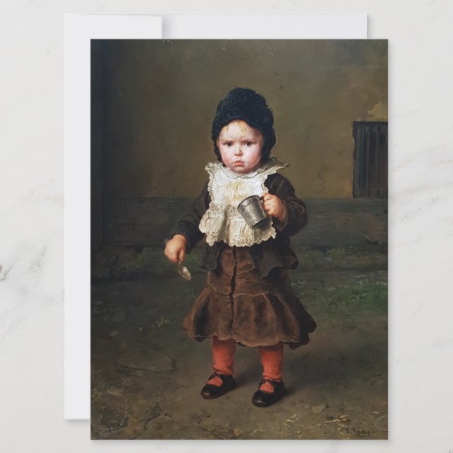 Young Girl with an Empty Kopp (Ludwig Knaus) Kort (Framsida)
