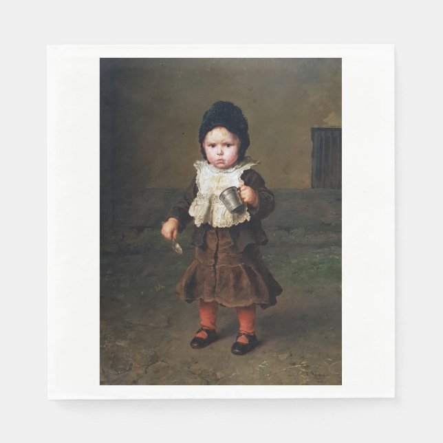 Young Girl with an Empty Kopp (Ludwig Knaus) Pappersservett (Framsidan)