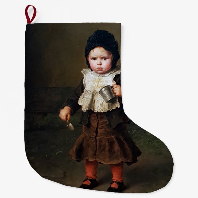 Young Girl with an Empty Kopp (Ludwig Knaus) Stor Julstrumpa (Framsidan)