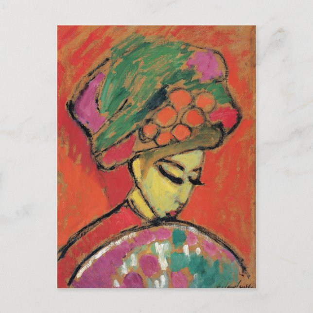 Young Girl with Flowered Jawlensky Fine Art Vykort (Framsida)