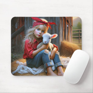 Young Girl with Newborn Lamb Musmatta