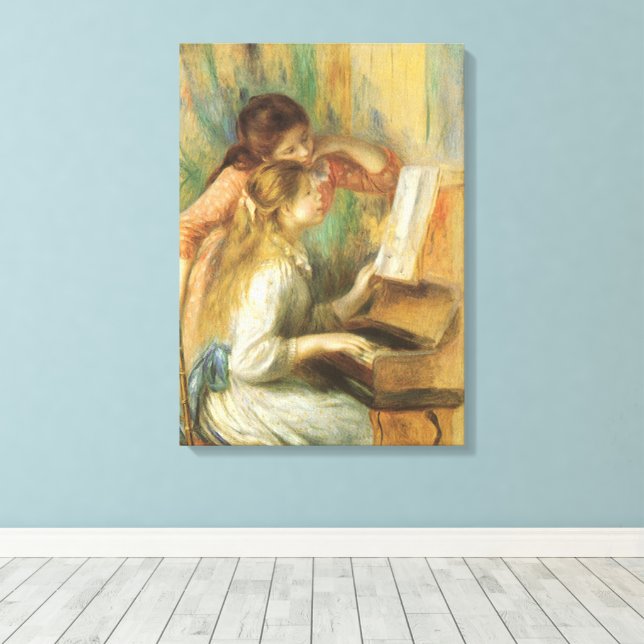 Young Girls at Piano av Pierre Renoir Canvastryck (Insitu (trägolv))