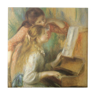 Young Girls at Piano av Pierre Renoir Kakelplatta