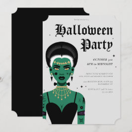 Young Goth Bride of Frankenstein Halloween fest Inbjudningar