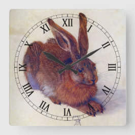 Young Hare by Albrecht Durer, Renaissance Fine Art Fyrkantig Klocka