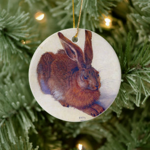 Young Hare by Albrecht Durer, Renaissance Fine Art Julgransprydnad Keramik